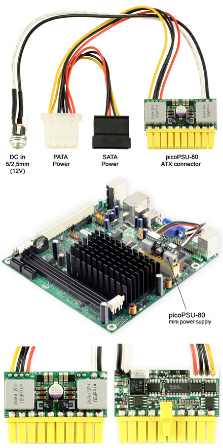 picoPSU-80 DC/DC (80 Watt) + AC/DC 90W Adapter + power cord [Bundle]